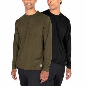 NWT Wrangler Men 2 Pack Long Sleeve Layering Work Tee Sz S Black/Green $50 JK161